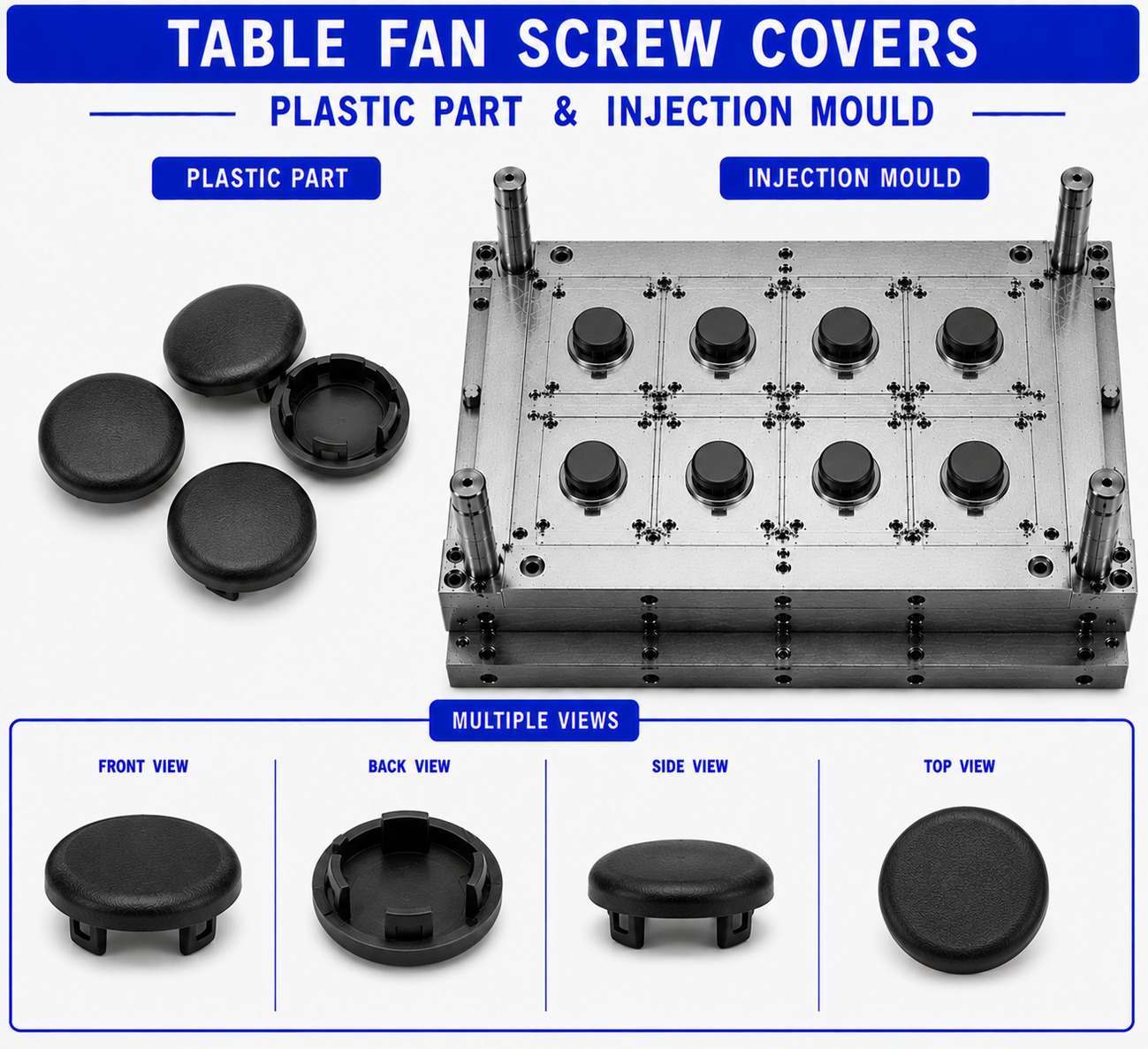 Table Fan Plastic Screw Covers Mould and Moulding Service